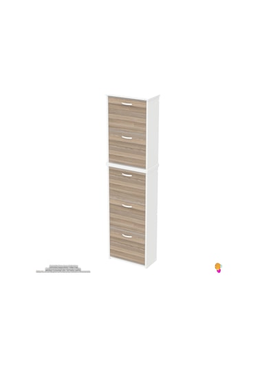 Modilayn Verve Asma Kapı Önü 52x194x26 Cm Lik 3 Düşer Kapak 10 Göz Bölmeli Ayakkabılık Meşe - Beyaz