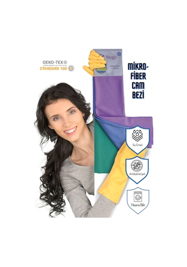 Mikrofiber Su Emici İz Bırakmayan Cam Bezi 3'lü 40 x 60 CM