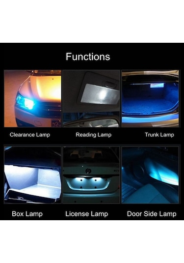 Sones 2 Adet T10 Dc12 / 1w 9led Smd-3030 Araba Park Lambası Mavi Işık