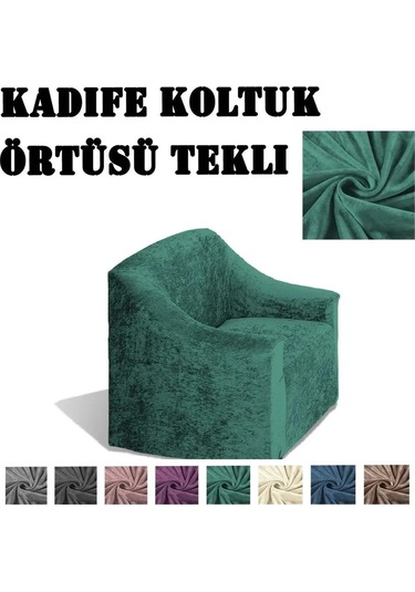 Kadife Koltuk ,kanepe,çekyat Örtüsü,koltuk Kılıfı Tekli Yeşil