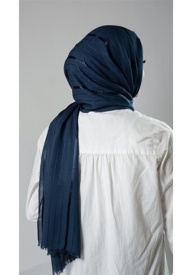 Petrol Mavisi Çizgili Şal Viskon Kumaş Bursa Dolama 202110 17 Petrol Mavisi