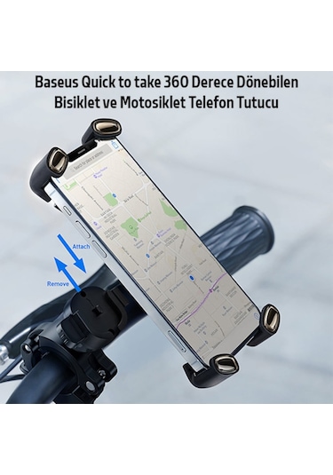 Baseus Quick To Take 360 Derece Dönebilen Bisiklet Ve Motosiklet (177263068)-Siyah
