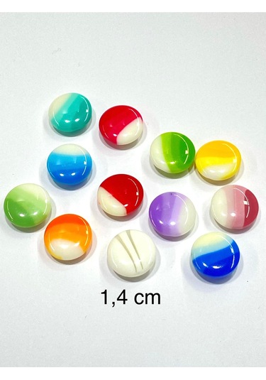 Bebek Düğmesi / Çizgili Model / 10 Adet / - Pudra