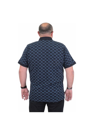 Starbattal Erkek Büyük Beden Polo Yaka Tişört Square 24452 Lacıvert-Lacıvert Lacivert