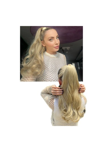 Caş Dekorasyon Küllü Sarı Çıtçıtlı Dalgalı At Kuyruğu Saç 16 Sarı