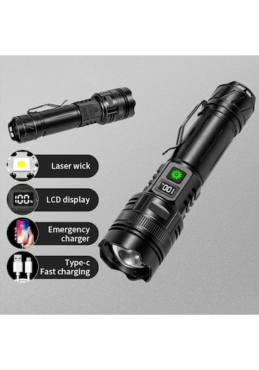 Cbtx A065-lazer Ev Dış Mekan El Feneri 20w Mor Işık Taşınabilir Lcd Ekran El Feneri Pilsiz