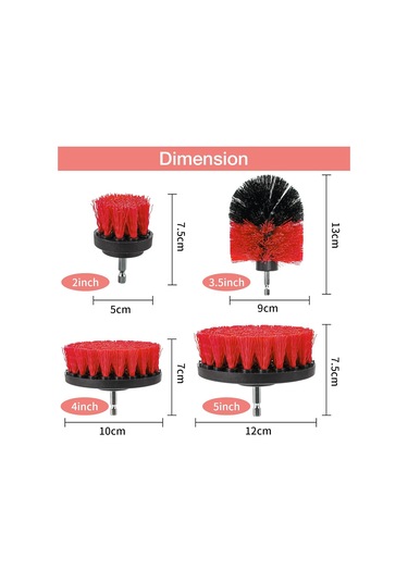 Matkap Temizleme Fırçası 4 Parça, Döner Fırça 2'/3.5'/4'/5' C