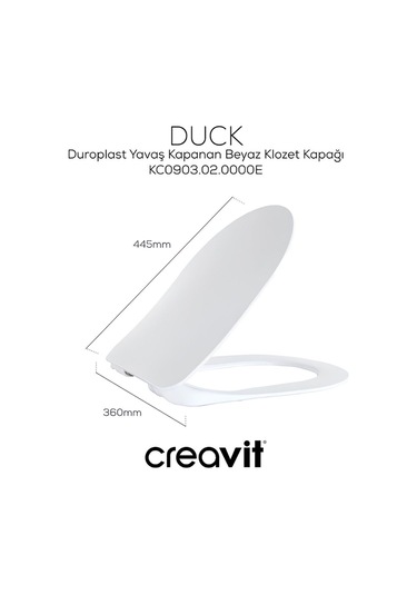 Creavit Free Entegre Ara Musluklu Kanallı Asma Klozet Fe320, Creavit Free Duck Duroplast Yavaş Kapak Beyaz