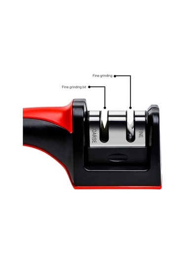 Pazly Seramik Kare Saplı Bıçak Bileyici Kırmızı - Abs + Tungsten Çelik - 19x6x5cm - Kullanım: Whetstone - Ambalaj: Blister