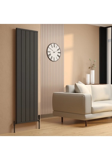 Lojimax Alüminyum Dekoratif Radyatör Flat Line 1400x594mm 6 Dilim Dokulu Siyah 909 W Yüksek Isıl Güç