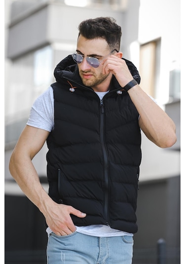 Giaco Slim Fit Kapüşonlu Suya Dayanıklı Puffer Erkek Şişme Yelek 001