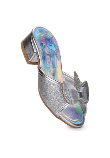 Unicorn Kız Çocuk Topuklu Simli Abiye Terlik Lila