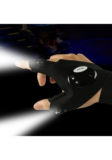 Soulader Çok Fonksiyonlu Led Aydınlatmalı Eldiven, Yüksek Parlaklık Ve Konforlu Pamuk Kumaş İle Açık Hava Sporları İçin Pratik Ve Kullanışlı El Feneri Eldiveni Siyah