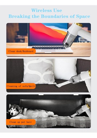 Ximistore9 El Fırçası Süpürge - 9000pa Güçlü Baskı, 4000mah Şarjlı, Ev, Araba Ve Masalarda Kullanım, Taşınabilir Mini Tasarım Beyaz