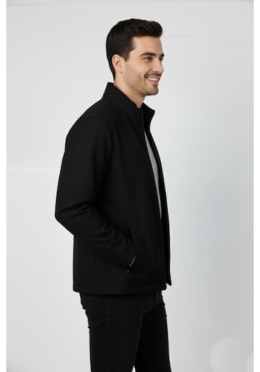 Erkek Büyük Beden Hakim Yaka Spor Mont 99547 Bbgl-st04878 Siyah