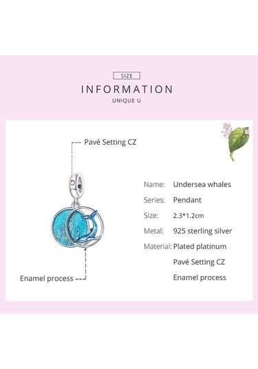 Bamoer 925 Ayar Gümüş Emaye Denizaltı Balinalar Mavi Okyanus Charm Kolye Orijinal Bilezik Veya Bileklik Gümüş
