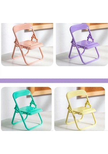 Bloomnest Mini Katlanır Sandalye Telefon Tutucu, Şeker Rengi, Masaüstü Stand, Tüm Telefonlar İçin Uyumlu, Altın-siyah Altın - Siyah