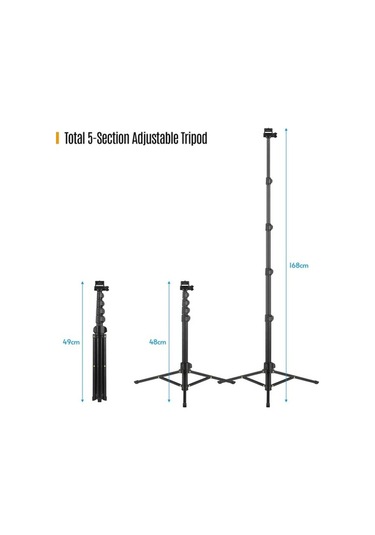 Createtech Andoer 168 Cm 2'lu Telefon Selfie Çubuğu + Tripod, 3 Kg Telefon Tutucu