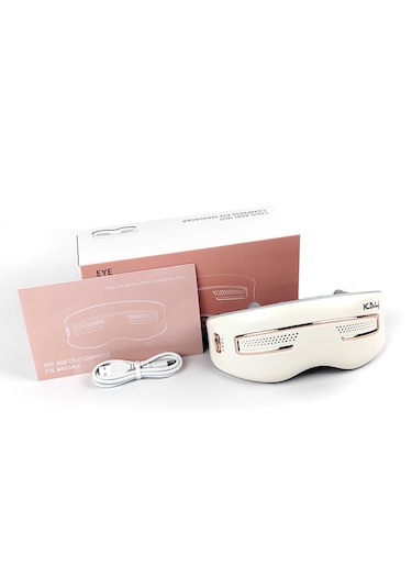 Göz Masaj Aleti Kali Taşınabilir, Isıtmalı, Soğutmalı, Bluetooth , Akapunktur Masaj Aleti Beyaz - Altın