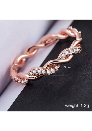 Fastbuy Simple Şık Kadınlar Tam Kristal Sarmal Model Rose Gold Us Size 6 Çok Renkli Takı Çok Renkli