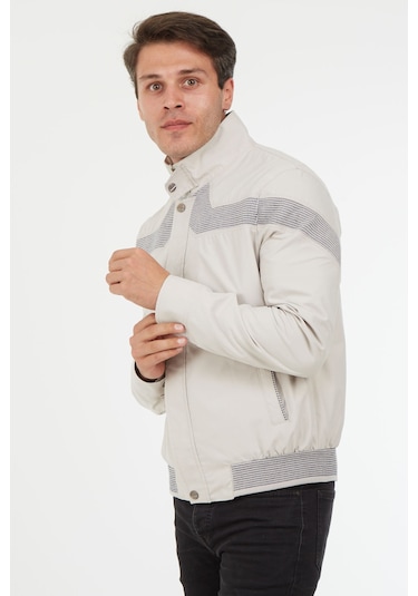 Sposo 1090 Su Itici Kumaş Regular Kalıp Taş Rengi Erkek Mont Taş