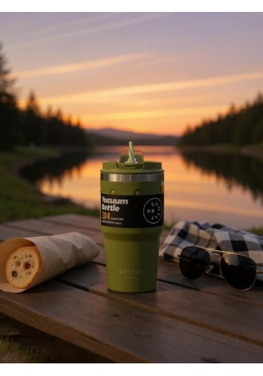 Shotay Termos Mug Matara 650ml Haki Yeşil Renk Yeşil