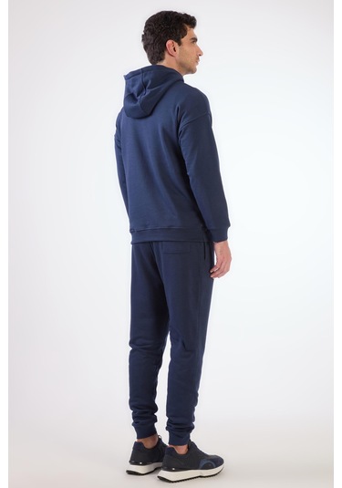 Dufy Lacivert Kapüşonlu Kanguru Cepli Regular Fit Erkek Sweatshirt Lacivert