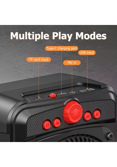 Wezone Q53 Siyah Taşınabilir Bluetooth Hoparlör - 4.0 İnç Bassli, Tf Kart/fm Radyo/usb Desteği, Çok Fonksiyonlu Müzik Çalar