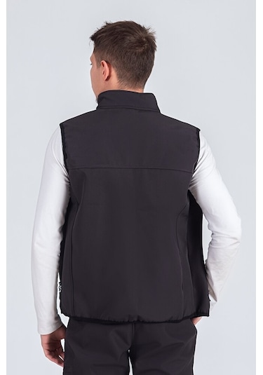 Vatan Tekstil Softshell Dik Yaka Erkek Yelek Füme