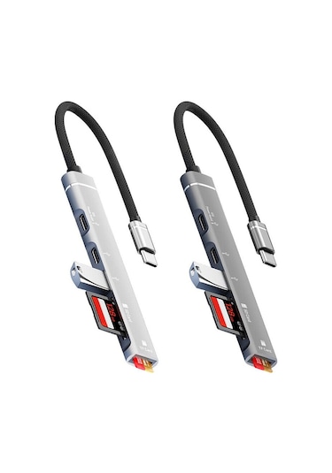 Cbtx Svt01 Type-c Bağlantı İstasyonu Cep Telefonları İçin Çoklu Bağlantı Noktalı Usb Hub Adaptörü - Gümüş
