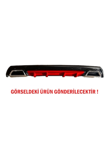 Renault Clio 4 Difüzör Arka Tampon Eki 2 Egzoz Çıkışlı Kırmızı Lü