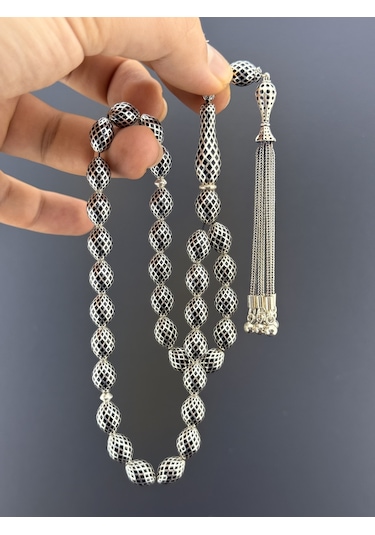 Muri Tesbih 50,8 Gr Gümüş Tesbih Beyzi Kesim 8,50x11,50