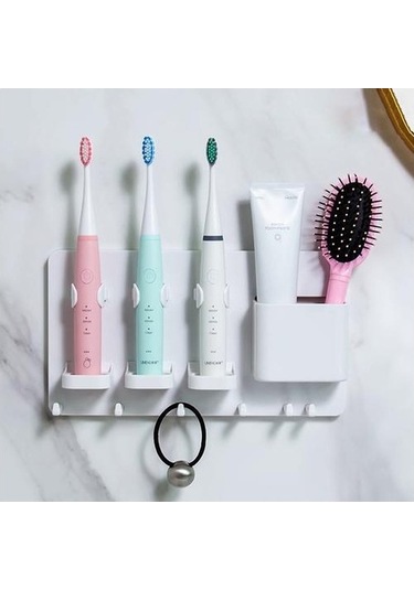 Willowhaven 28cm Banyo Diş Fırçası Tutucu, Izsiz Duvar Montajlı, Kuru Tutun Stand, Beyaz, 27.5 15.5cm 2 Adet Beyaz Gri
