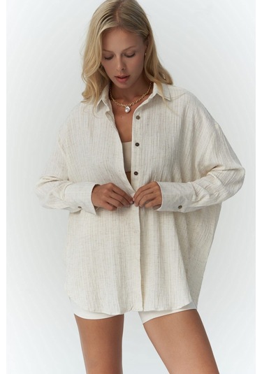 Durres Bej Oversize Gömlek bej