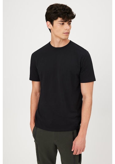 BASKILI BASIC KISA KOL ERKEK T-SHIRT SİYAH Siyah
