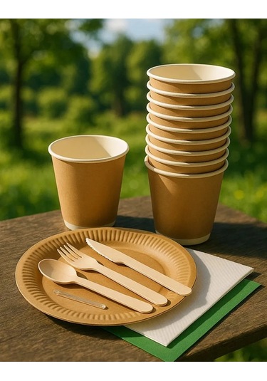 40 Kişilik Kraft Bir Kullanımlık Sofra Takımı 303138938 100 adet