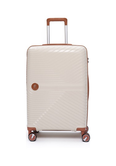 4 Lü Valiz Seti Elatae Exclusive Pro Polipropilen Kırılmaz Büyük - Orta - Kabin Boy Ve Makyaj Bej - Camel 5239