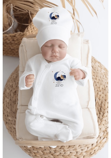 Bebewini Pamuk Baskılı 11'li İsimli Hastane Çıkışı M05 Ekru