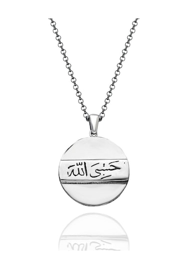 925 Ayar Gümüş Hasbiyallah (Allah Bana Yeter) Yazılı Erkek Kolye 552571626