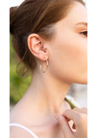 Altın Halka Küpe 3 Cm Çap