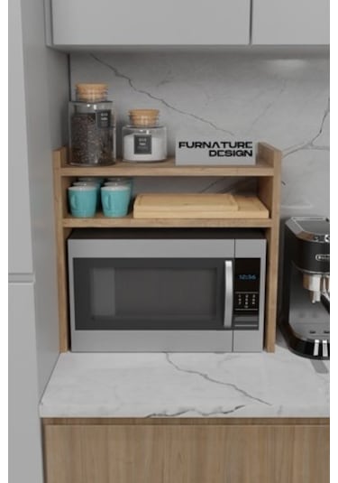 Tezgah Üstü Mikrodalga Fırın Rafı Mutfak Organizer Atlantik Çam