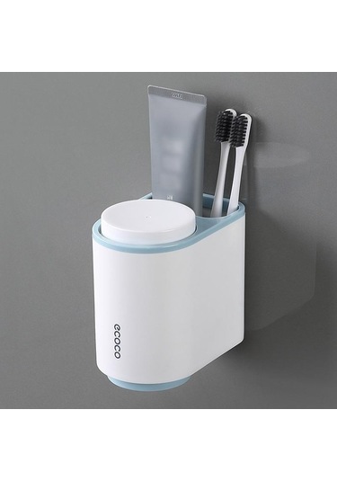 Mavi Banyo Aksesuarları Seti Diş Fırçası Tutucu Diş Macunu Dispenseri Duvara Monte Diş Fırçası Bardağı Depolama Raf Diş Macunu Sıkacağı Mavi