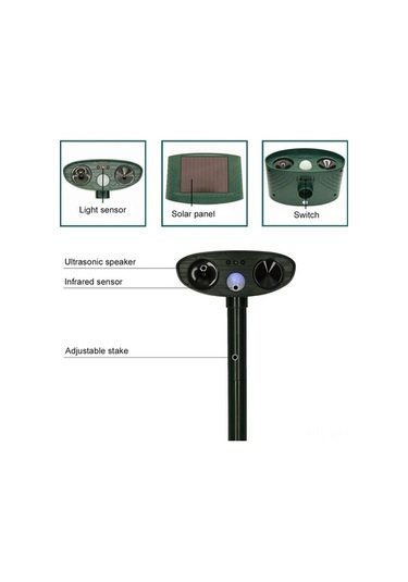 Ulzyvf Ultrasonik Su Sensörlü, Menzil Kovucu Hayvan Hareket Güneş Geçirmez, Enerjili 30ft - Jk