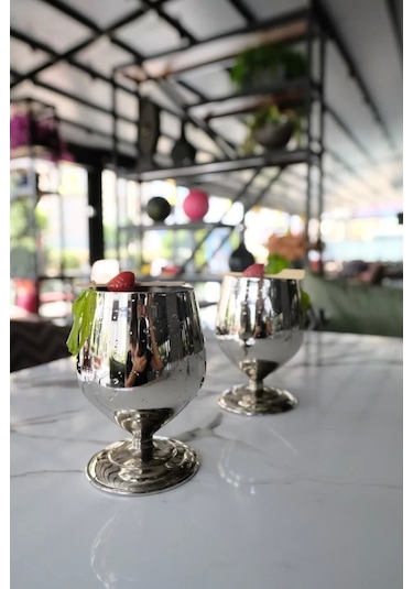 Bakır Kadeh Tombul Model Gümüş Renk