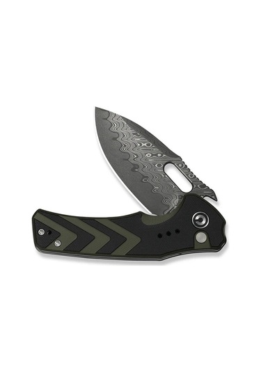 Civivi Vexron Milled Black & Green G10 Handle Damascus Blade Kamp Çakı Siyah - Yeşil