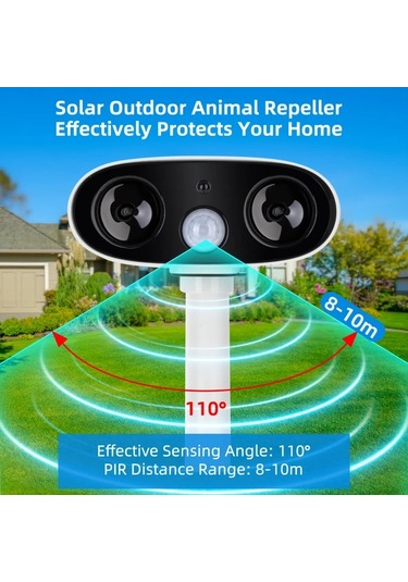 Xuweiwei 2024 Beyaz Yeni Yükseltilmis Ses Dalgasi Hayvan Kovucu Günesli Acik Hava Hareket Algilama Cihazi