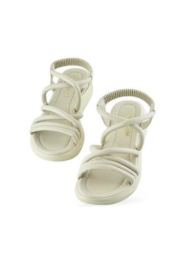 654 Ortopedik Taban Günlük Kadın Sandalet Hafif Sandalet Sahil Havuz Bej