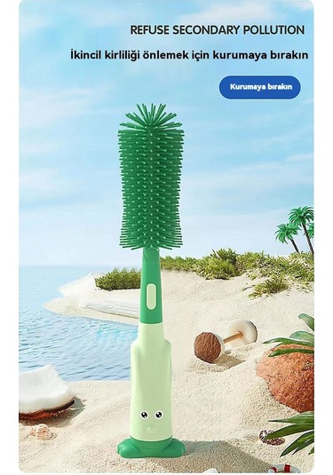 Biberon Fırçası Temizleme Fırçası Yenidoğan Bebek Özel Emzik Saman Fırçası Silikon