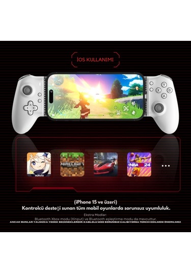 Polham İphone Uyumlu 15 Üzeri Ve Android Uyumlu Type-c Mobil Oyun Kolu Pro Seri Joystick Şarj Özellikli