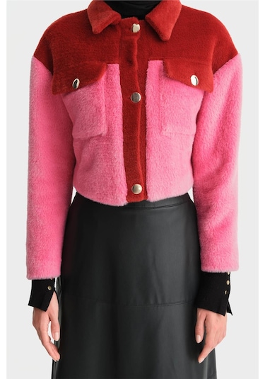 Blok Renkli Ceket 24k5600 Kırmızı-kırmızı Kırmızı